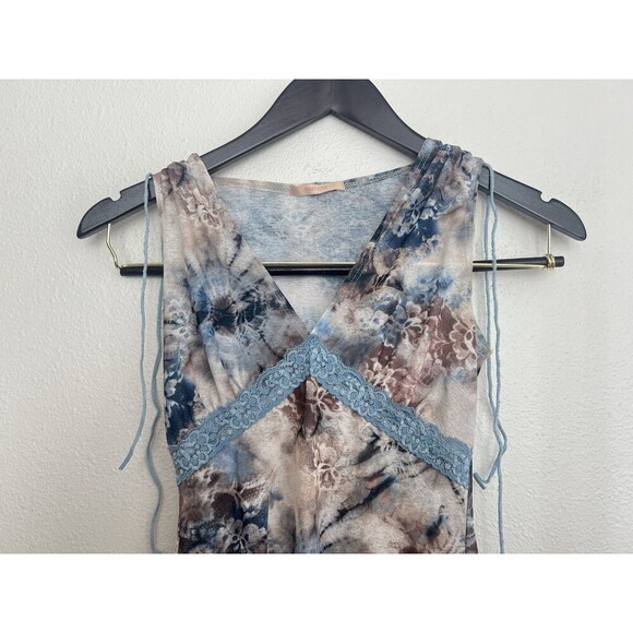 VTG Forever 21 Y2K Tie-Dye Empire Waist V-Neck Lace Cami Top Spaghetti Straps XS - Picture 2 of 4